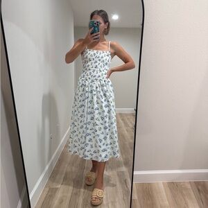 Jessica Simpson White and Blue Floral Midi Dress